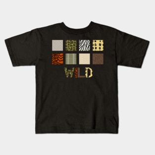 Wild Animal Print Blocks with Text Kids T-Shirt